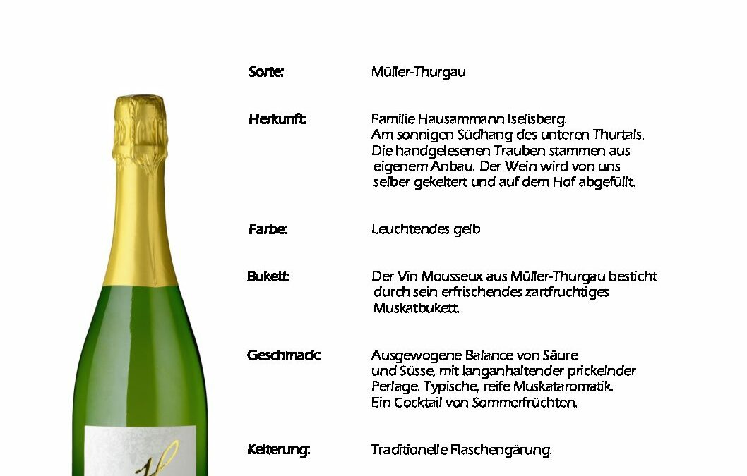 Detailbeschreibung Müller-Thurgau Vin Mousseux